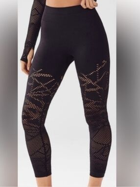 Fabletics Laser Cut Black High-Rise Leggings